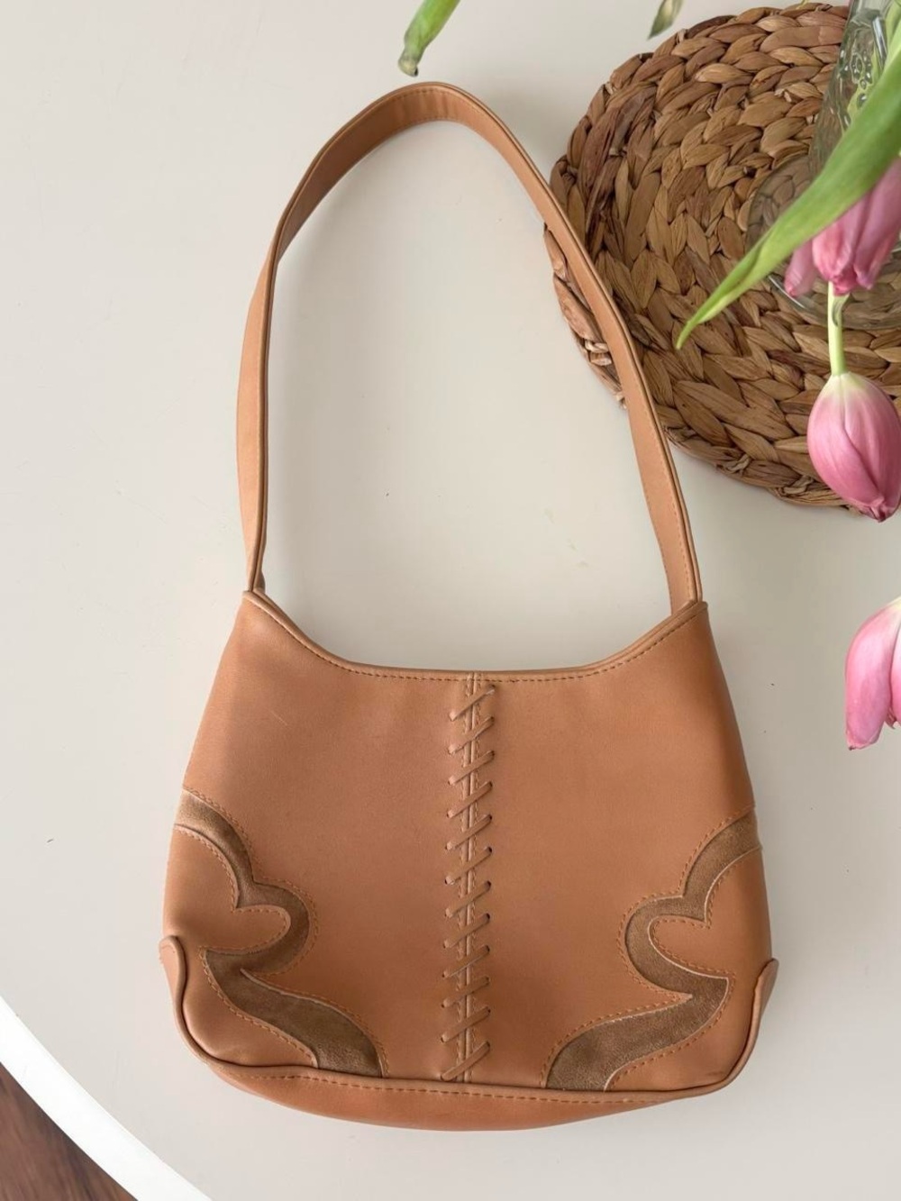 90s vintage Joe Boxer tan mini shoulder bag 🌷